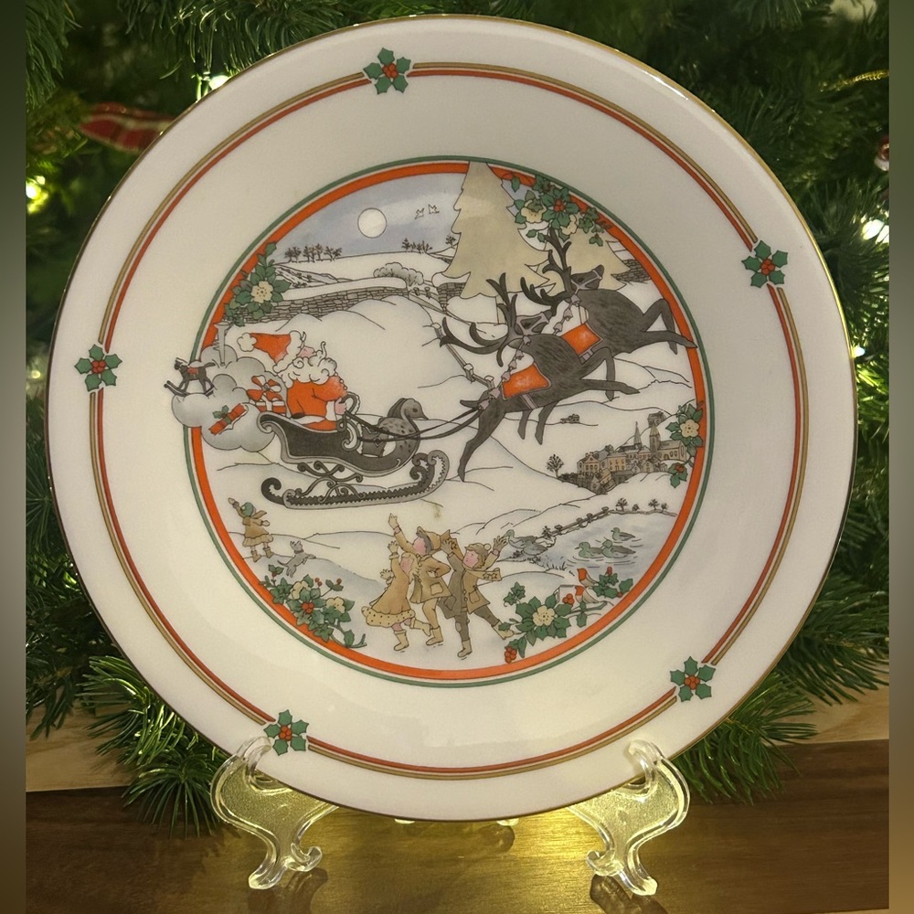 🎄RARE VTG 1990 Royal Doulton Sleighride Christmas Plate (H.5166) 🎅Bone C